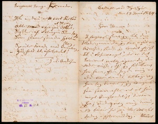 Brev fra H.C. Andersen til Jonna Stampe (19/06-1864)
